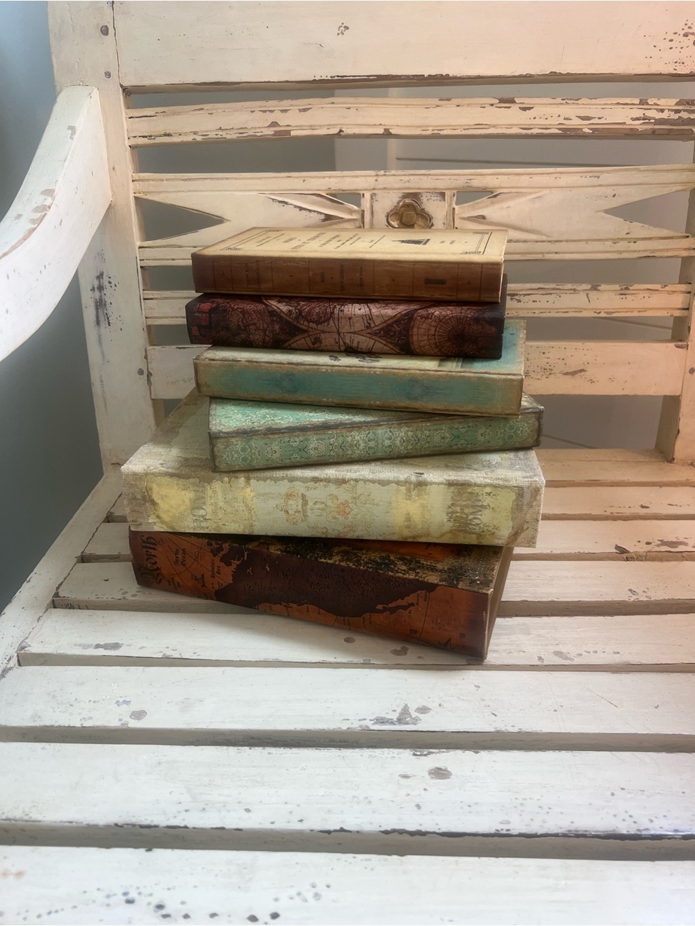 Decorative Stack of Vintage-Style Books - Green and Brown